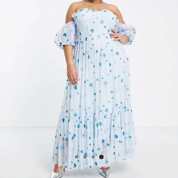 ASOS Curve | Dresses | Nwt Asos Curve Lace And Beads Blue Heart Tulle Dress  Size Uk 26 Us 22 | Poshmark